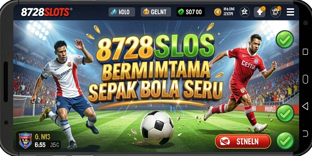 Tampilan gameplay 8728SLOTS yang seru dengan tema sepak bola.