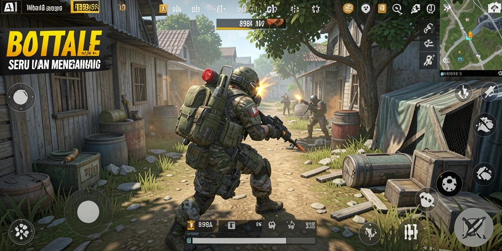 Tampilan gameplay seru dan mendebarkan dari 898A Battle Royale.