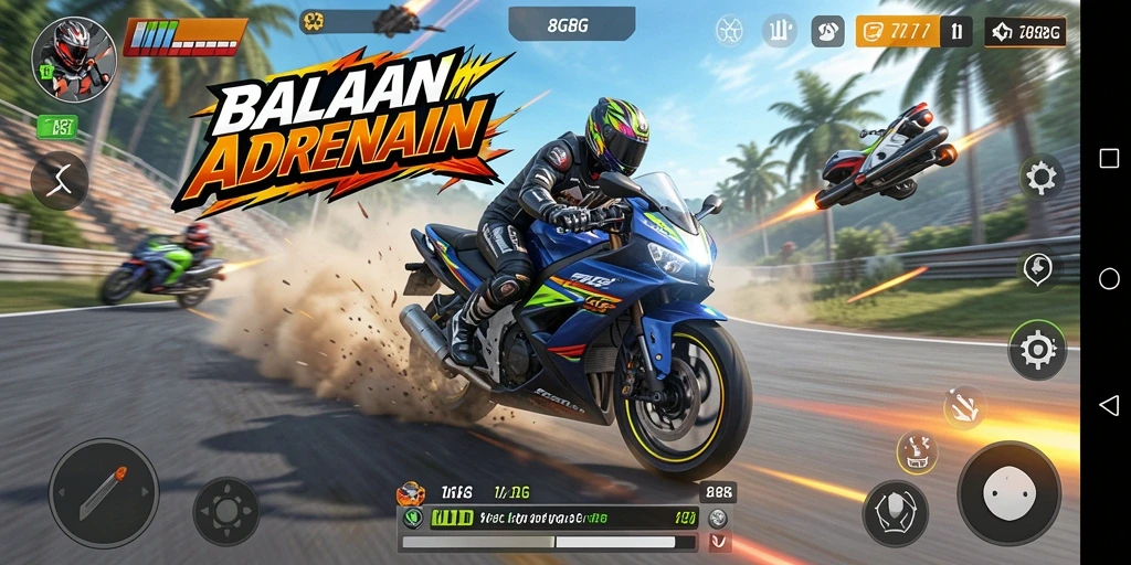 Screenshot gameplay <strong>8G8G</strong> menampilkan aksi balapan yang mendebarkan.