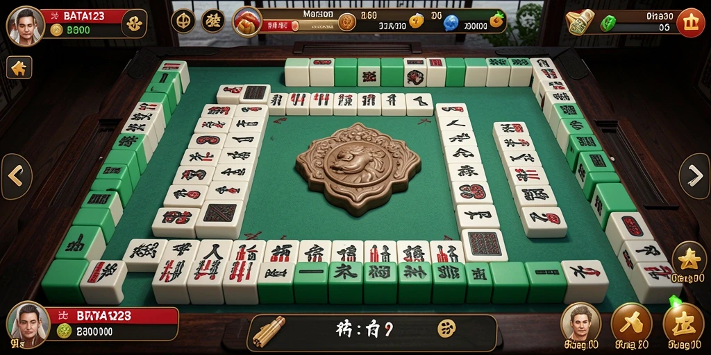 Tampilan gameplay Mahjong yang menegangkan dan penuh warna.