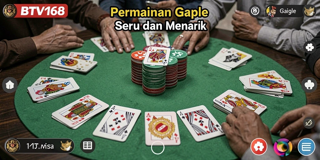 Tampilan gameplay BTV168 yang menarik saat bermain Gaple.