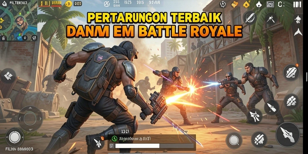 Tampilan aksi seru dari gameplay FILTER303 dalam pertarungan Battle Royale.