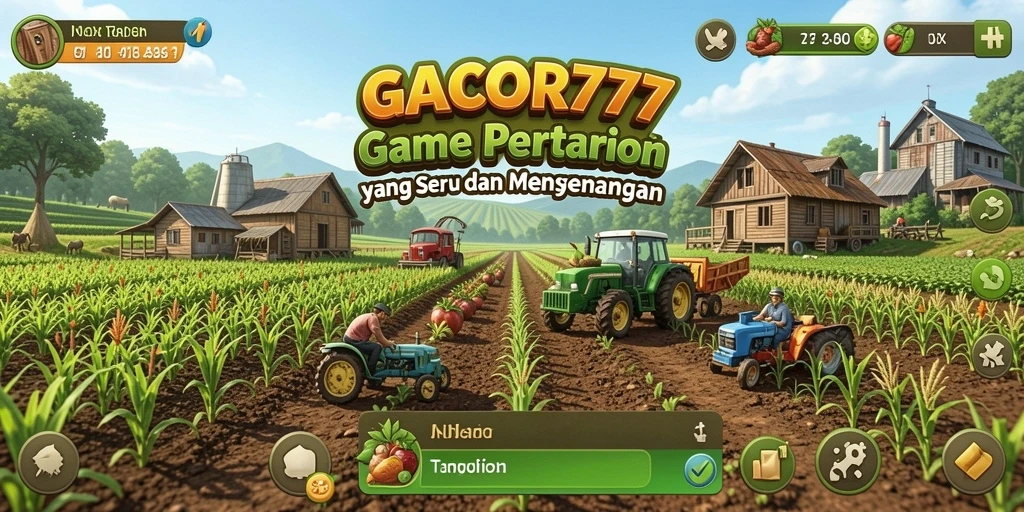 Screenshot utama GACOR777 dengan tampilan pertanian yang indah dan detail.
