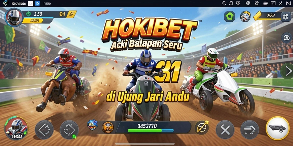 Tampilan gameplay balapan seru di HOKIBET dengan kendaraan berkualitas.