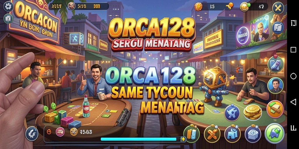 Tangkapan layar ORCA128 menampilkan gameplay pengelolaan bisnis yang seru.