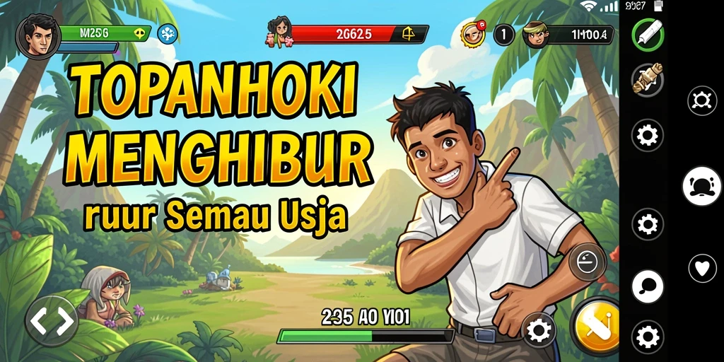 Tampilan gameplay seru dari TOPANHOKI dengan warna-warni menarik.
