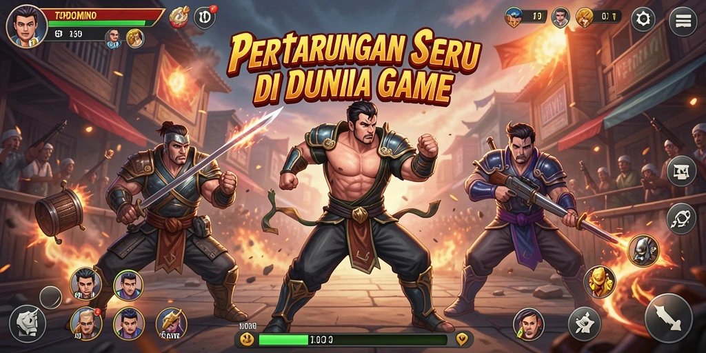 Tampilan gameplay mendebarkan saat pertarungan di TOPDOMINO.