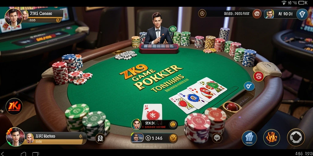 Tampilan gameplay poker ZK9 yang menarik dan interaktif.